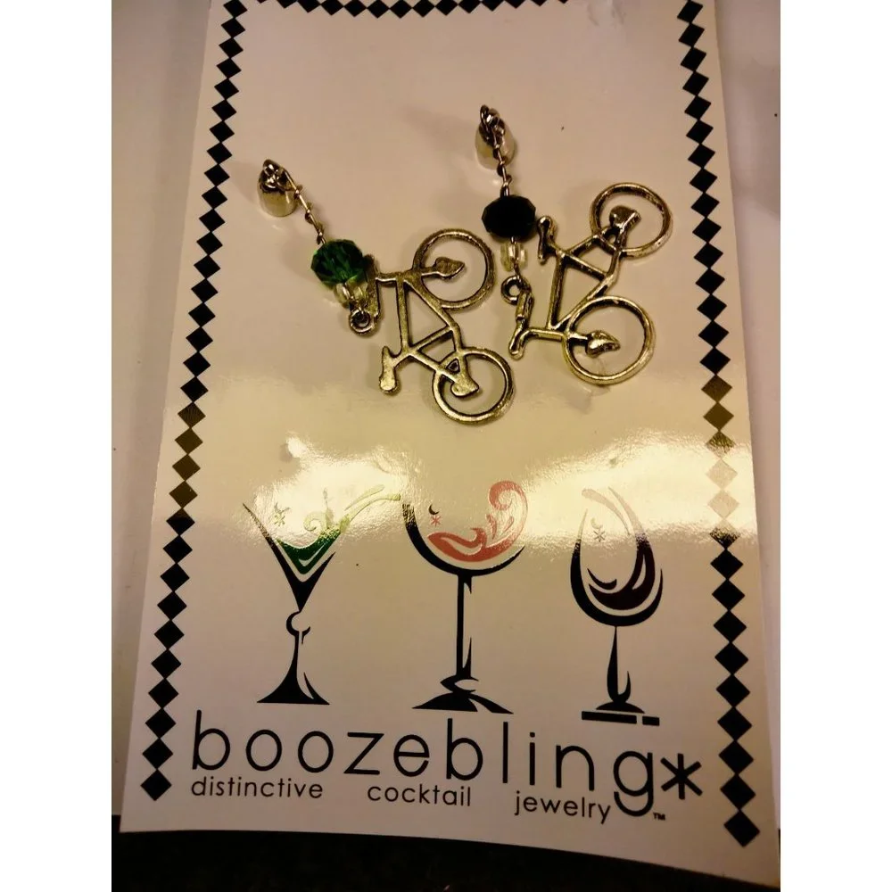 Boozebling Cocktail Jewelry Bicycles Crystal Glsss Magnets Happy Hour Party USA